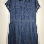 J CREW Factory Denim Utility Dress Classic Staple Quiet Luxury Preppy Size 16 Blue Photo 0