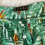 Taxi Green and White Tropical Floral Cropped Peasant top size Medium Photo 2