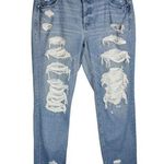 American Eagle Tomgirl Distressed Jeans Sz 16 LONG Light Wash Straight Boyfriend Photo 0