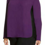 Lane Bryant ‎ Purple Blk Leatherette Shirt Womens PLUS 14 16 1X Hi Low Split Back Photo 0