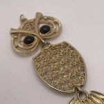 Sarah Coventry Gold Tone Owl Bird Articulated Pendant Charm Black Eyes Photo 5