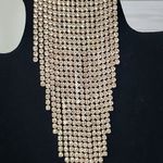 Large Statement Rose Flower Brooch Pin Yellow Gold Rhinestone Fringe New Photo 5