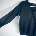 J.Crew Wrap Front V-Neck Black Top Size Small Photo 2