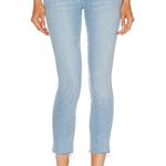 MOTHER Denim Mother The Looker Ankle Snippet Zapped Light Wash Raw Hem Skinny Jeans Photo 0