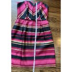 Vineyard Vines Women's Sz 4 Metallic Pink Stripe Silk Blend Strapless Mini Dress Photo 3