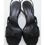 Van Eli Laban Black Fabric Open Toe Slingback Heel Size 6 Photo 2