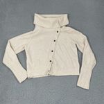 Pilcro Anthropologie  Asymmetrical Cashmere Cardigan Women L Ivory Button Sweater Photo 1