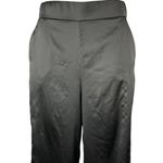 ZARA  Women's Black Silk Satin Wide Leg High Waist Pull On Crop Trousers Pants S Photo 3