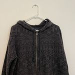 American Eagle Dark Gray Black Aztec Tribal Boho Full Zip Knit Hoodie Sweatshirt Photo 1