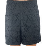 Club Monaco Women's Black Floral Embroidered Lace High Rise Mini Shorts Size 6 Photo 0