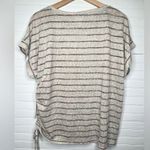 Caslon Women's Beige Striped Short Sleeve Drawstring T-Shirt Size XS in Oatmeal Photo 2