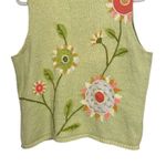 VTG Claire Murray Womens Sz L ? Green Silk Linen Blend Floral Knit Sweater Vest Size L Photo 2