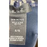 Aerie One Piece Swimsuit Women XL Stripe Blue Silver Ruffle Cheeky High Cut Photo 6