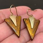 Vintage Brown Shimmer Resin Inverted Triangle Drop Earrings Photo 2