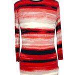 St. John Nordstrom Brush Striped Long Sleeve Top Red White Black Size Small Photo 0