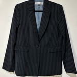 Travis Ayers Navy Pinstripe Blazer Jacket Size 12 EUC Professional Office Dressy Blue Photo 0