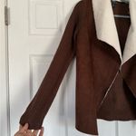 Suede fleece brown soft knit cardigan jacket Size L Photo 1