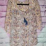 Billabong  FLORAL PAISLEY PRINTED TUNIC TASSEL NECK BLOUSE XS Photo 0