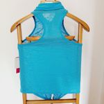 Energie  Blue Burnout Sleeveless Collared Top Medium Photo 2