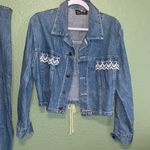 Vintage cropped Jean Jacket embroidered lace • SWITCH • cropped jacket • denim Size L Photo 1