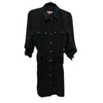 Ellen Tracy  black button-front shirt dress with gold-tone hardware Size S Photo 1