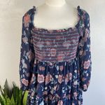 Sachin & Babi Lola Smocked Dress Navy Floral Size Medium $295 Boho Summer Style Blue Photo 4