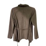 Katherine Barclay  Women's S Taupe Faux Suede Waterfall Jacket Belted Perforated Photo 2