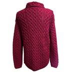 Aran Crafts Size L 100% Merino Wool Fisherman Cardigan Sweater Wine Ireland Purple Size L Photo 1