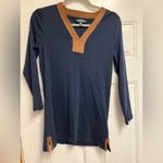 Ralph Lauren Lauren  Navy and Brown V-Neck Tunic Small Photo 1
