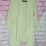 OH MY GAUZE! PALE GREEN YELLOW RAW FRAYED EDGE OPEN FRONT CARDIGAN COTTON 2 Size L Photo 0
