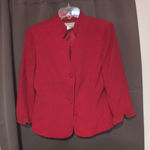 Plaza South Women's Red Blazer, Vintage Size 8 Blazer, Laced Trim Cuff, Padded Photo 0