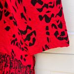 Ali Miles Red Black Print Asymmetrical Long Sleeve Cowl Neck Tunic Blouse Sz XL Photo 6