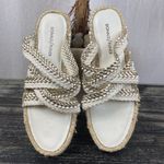 Donald Pliner Ivory & Silver Braided Strappy Espadrill Side Sandal Shoes 9 Photo 1