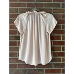 Blush Ann Taylor Petite Pink Ruffle Neck Blouse Size XSP Short Sleeve Photo 2