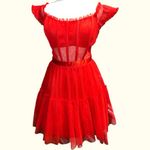 City Studio Vibrant Red Dress with a corset style design. Size undefined Photo 1