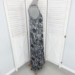 Anne Klein Lion Head Logo Print Shift Slip Maxi Dress Black White 6 Sleeveless Photo 3