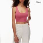 Aritzia  Crop Top V-Neck Pink Women’s Babaton Tank Sleeveless Casual S Photo 3