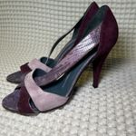 ELMAN Venezia Made in Italy Women's Burgundy Suede Snakeskin Heels Size 39 Purple Photo 4