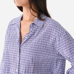 XiRENA Women’s Dawson Crinkled Button Down Shirt Longsleeve in Plaid Purple XS Photo 0