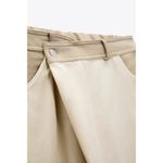 ZARA  Women's Contrasting Trim Crossover Waist Beige Khaki Pants Size M Photo 4