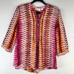 Chico's Chico’s Tunic Red Pink Blouse Aztec Western Print Women’s Size Medium Photo 4