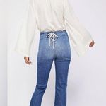 MOTHER laced hustler women’s Blue Ankle Cropped Jeans w Distressed Details sz 24 Photo 0