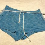 Aerie - Heather Blue Boho Cotton Shorts with Drawstring & Stripes- Size Medium Photo 5