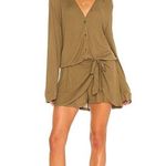 Free People X REVOLVE LIVELY GREEN VNECK TIE WAIST RIBBED BEACH ROMPER SMALL Photo 0
