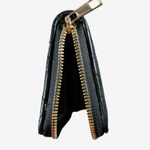 Womens Black quilted faux Leather Wallet wristlet 7" Photo 2