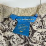 WHITE + WARREN 100% Cashmere Scroll Pattern V Neck Cardigan Sweater Womens M Brown Size M Photo 3