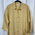 J.Jill Butter Yellow Linen Patch Pocket Button Front Midi Shirt Dress Sz.L Size L Photo 3