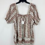 Free People Vintage Lover Blouse Relaxed Cotton Babydoll Cottage Floral XS NWT Photo 5
