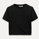 ZARA Black Cropped T Shirt Photo 0