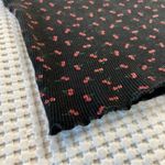 Pull & Bear  Women's Small Black Cherry Print Ribbed Top Photo 1